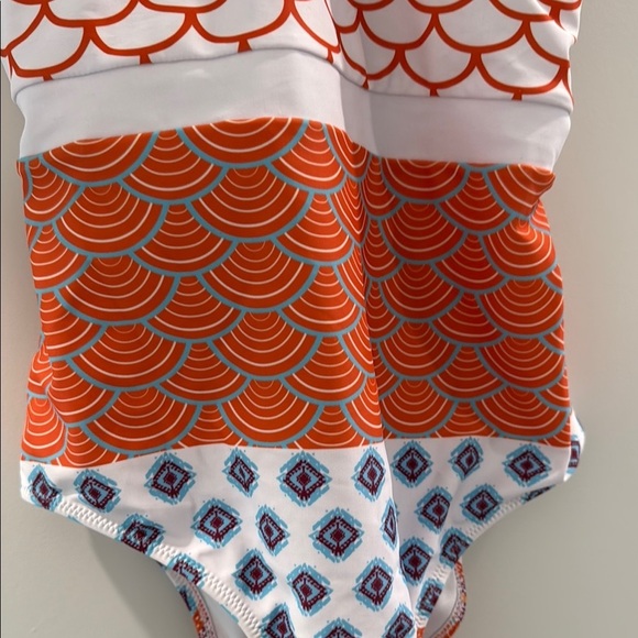 NWT CUPSHE Stylish Orange and White  One Piece Swimsuit sz 8 - Picture 2 of 4